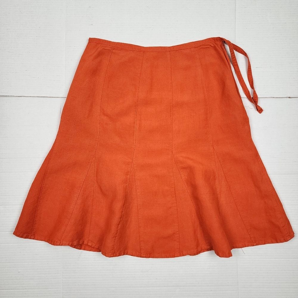 Sherry Taylor Orange Ramie Rayon A-Line Mini Skirt Size M Coastal Summer - Picture 4 of 11